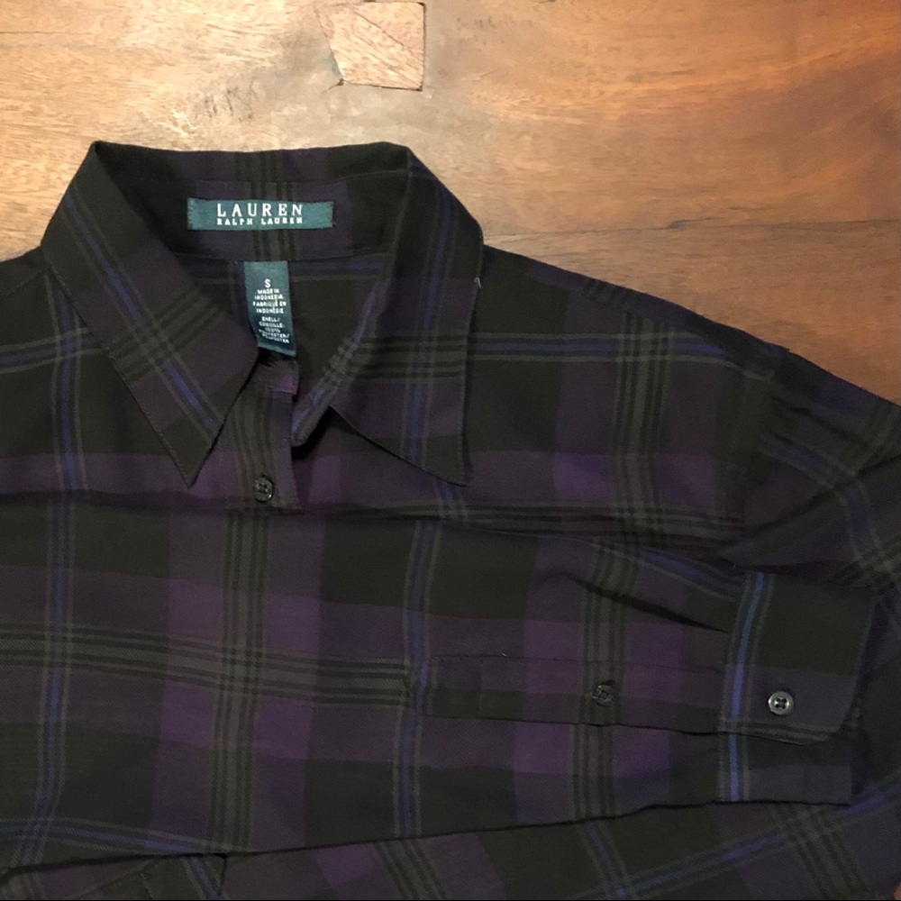 Ralph Lauren | Sheer Plaid Tunic Length Blouse - Picture 3 of 5